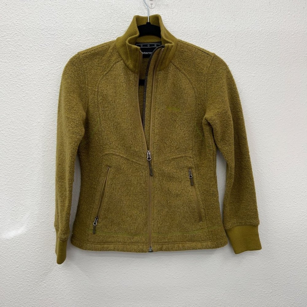 Marmot light brown full zip wool blend full zip jacket long sleeve Size: M - Picture 2 of 9